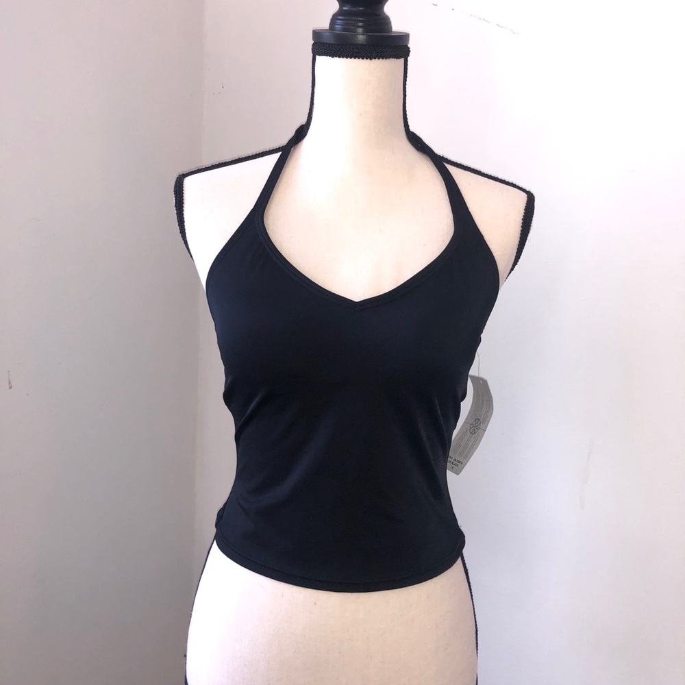 Black halter bathing suit top
